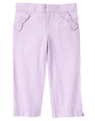 Bow Seersucker Stripe Capri Pant