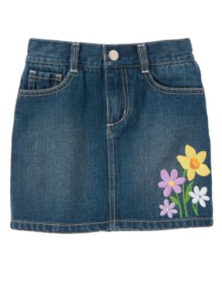 Gem Flower Jean Skort