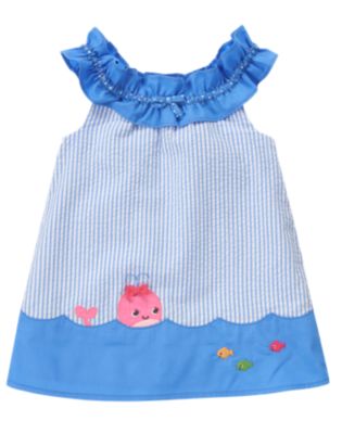 Whale Stripe Seersucker Dress