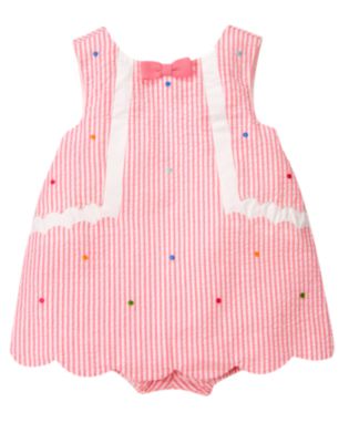 Dot Stripe Seersucker One-Piece