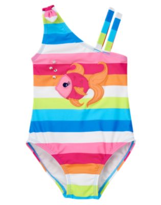 Gem Fish Stripe One-Piece Swimsuit