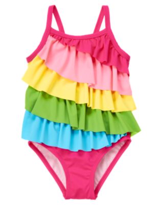 Rainbow Ruffle One-Piece Swimsuit