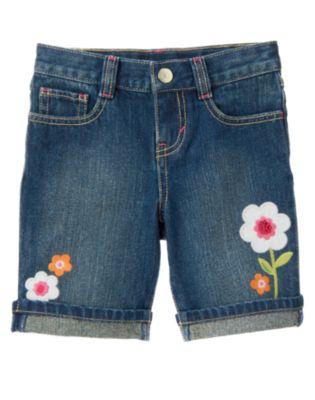 Sequin Flower Bermuda Jean Short