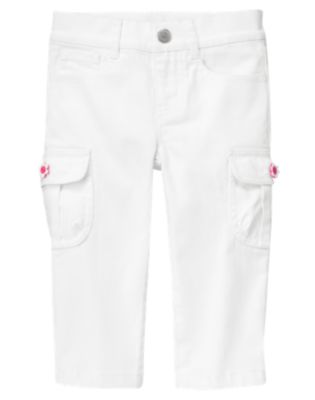 Flower Button Cargo Capri Pant