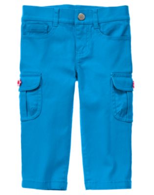 Flower Button Cargo Capri Pant