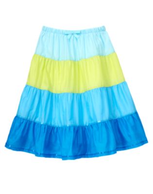 Sequin Colorblock Tiered Skirt
