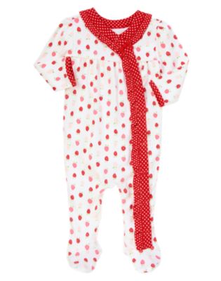 Strawberry Dot Footed One-Piece