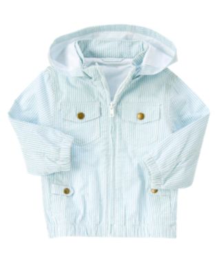 Hooded Stripe Seersucker Jacket