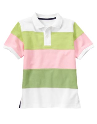 Pieced Stripe Pique Polo Shirt