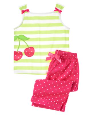 Cherry Stripe Two-Piece Pajama Set