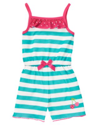 Cherry Stripe Romper Pajama