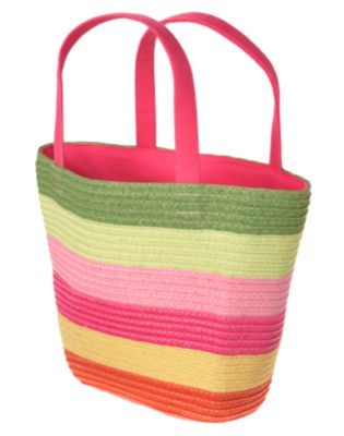 Stripe Straw Tote Bag