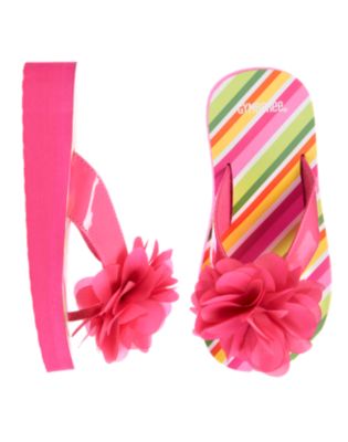 Flower Stripe Flip Flop