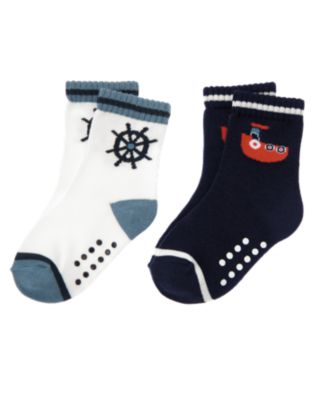 Tugboat Captain's Wheel Sock Two-Pack