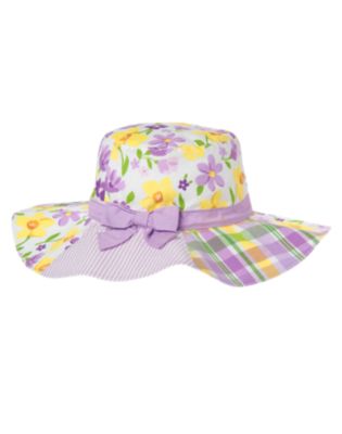 Flower Mixed Print Bow Sunhat