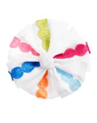 Rainbow Dot Trim Bow Hair Clip