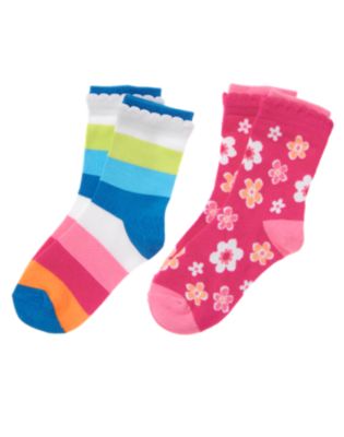 Flower Stripe Sock Two-Pack