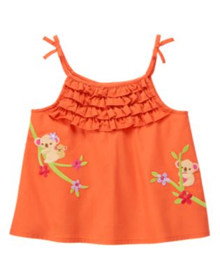 Embroidered Koala Ruffle Top