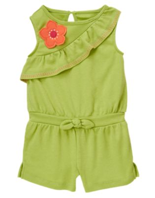 Flower Pickstitched Ruffle Romper