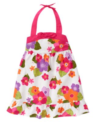 Tropical Flower Halter Dress