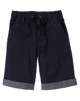 Chambray Cuffed Drawstring Short