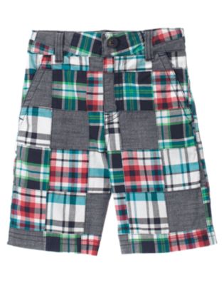 Chambray Plaid Patchwork Short