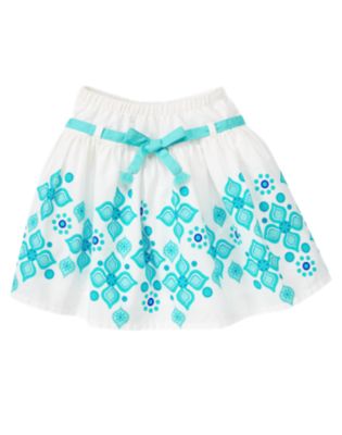 Tile Print Belted Skirt