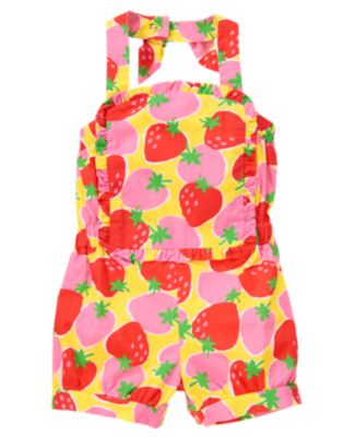 Strawberry Bib Halter Romper