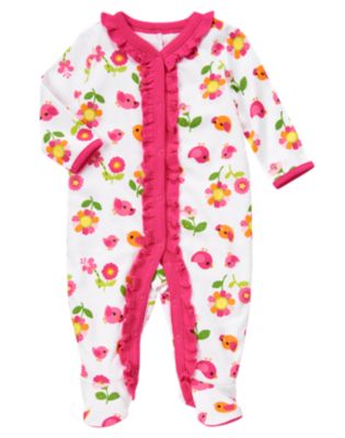 Bird Flower Footed One-Piece