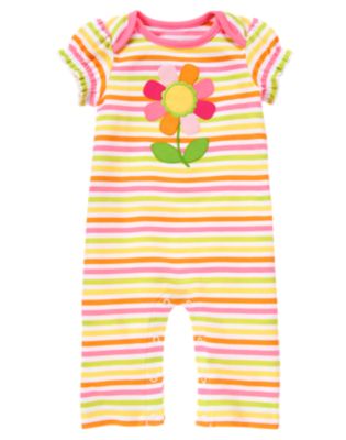 Flower Stripe One-Piece
