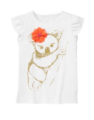 Glitter Koala Corsage Flower Tee