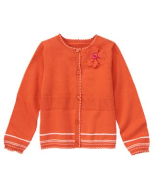 Button Corsage Flower Sweater Cardigan