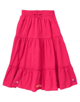 Embroidered Flower Gauze Skirt