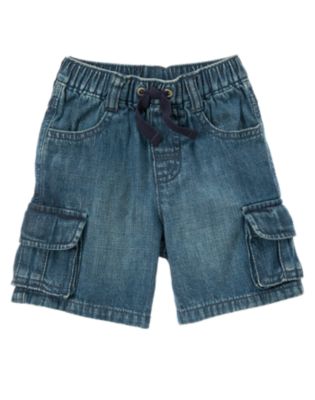 Pull-On Denim Cargo Short