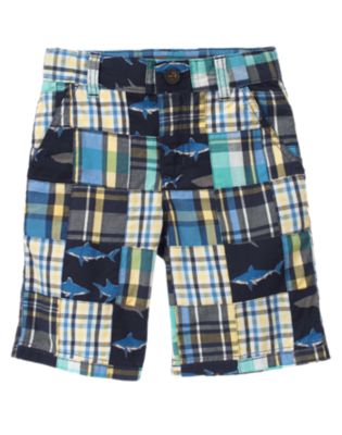 Shark Plaid Patchwork Short