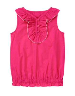 Picot Trim Ruffle Top
