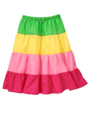 Colorblock Tiered Skirt