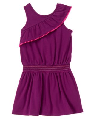 Pom Pom Ruffle Smocked Dress