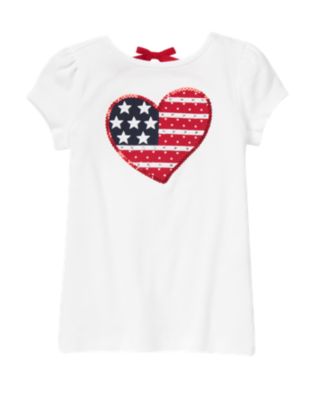 Gem Sequin Flag Heart Tee