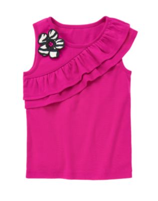 Gem Zebra Flower Ruffle Tank