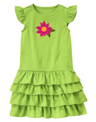 Gem Flower Ruffle Dress