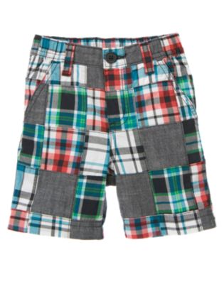 Chambray Plaid Patchwork Short