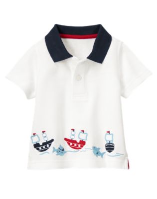 Pirate Shark Ship Polo Shirt