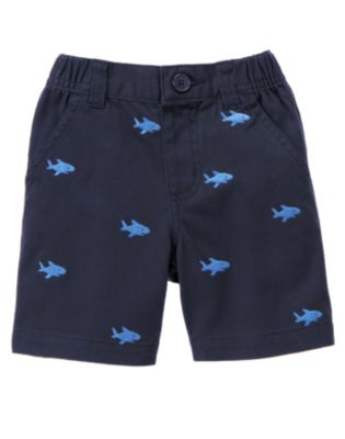 Shark Embroidered Short
