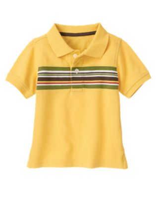 Pieced Stripe Pique Polo Shirt