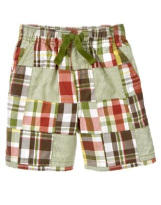Stripe Plaid Patchwork Short
