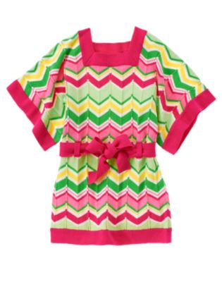 Belted Wavy Stripe Sweater