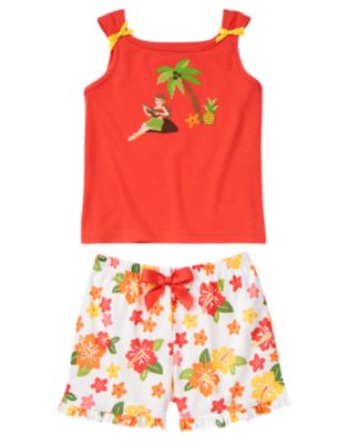 Hula Girl Shortie Two-Piece Pajama Set