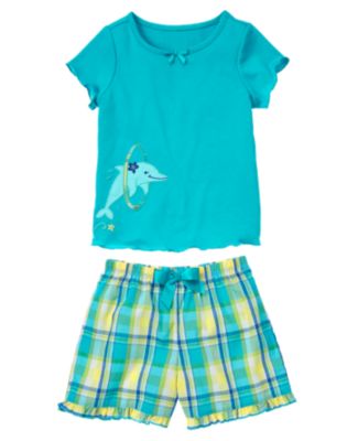 Dolphin Hoop Shortie Two-Piece Pajama Set