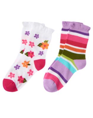 Flower Stripe Sock Two-Pack
